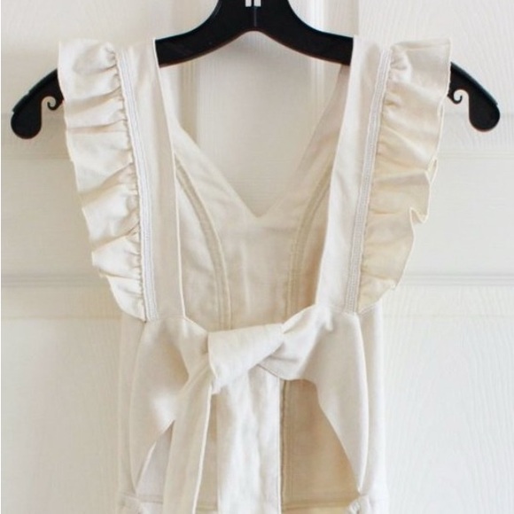 Brand New SIR Linen Ruffle Sleeve Midi Cut Out Dress, Size AU 0 / US 2 - Picture 5 of 8